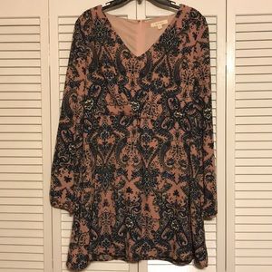 Long sleeve paisley dress
